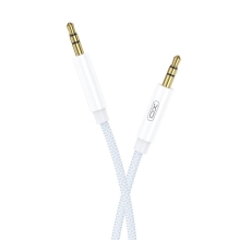 Propojovací audio kabel XO 3,5mm jack - samec / samec 3 pin - 1m - tkanička - bílý