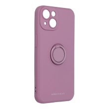 Kryt ROAR Amber pro Apple iPhone 14 - příjemný na dotek - stojánek - gumový - fialový