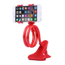 Držiak / stojan pre Apple iPhone - flexibilný - s klipom - plast / kov - červený