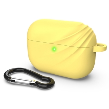Pouzdro DEVIA pro Apple Airpods Pro - vlnka - silikonové - žluté