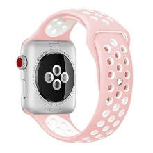 Řemínek pro Apple Watch 45mm / 44mm / 42mm - silikonový - růžový / bílý - (M/L)