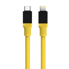 Synchronizačný a nabíjací kábel TACTICAL Fat Man - USB-C / Lightning - silný - silikónový - 1 m - žltý
