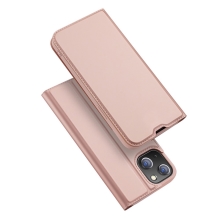 Puzdro DUX DUCIS pre Apple iPhone 14 - stojan - umelá koža - ružové