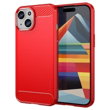Kryt MOFi pro Apple iPhone 15 - karbonová textura - gumový - červený