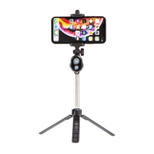 Selfie tyč / monopod + stativ / tripod - Bluetooth spoušť - plastová - černá