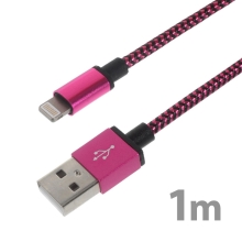 Synchronizační a nabíjecí kabel Lightning pro Apple zařízení - tkanička - růžový - 1m