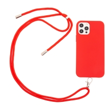 Kryt pro Apple iPhone 12 / 12 Pro - s poutkem - zářivé barvy - gumový - červený