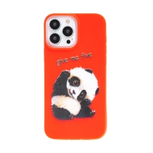 Kryt pro Apple iPhone 13 Pro Max - roztomilá panda - gumový - červený