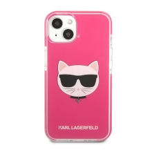 Kryt KARL LAGERFELD pro Apple iPhone 13 mini - hlava Choupette - plastový / gumový - růžový