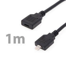 Predlžovací kábel Lightning samec/samička pre Apple iPhone/iPad/iPod - 1 m - čierny