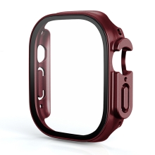 Tvrdené sklo + rámik pre Apple Watch Ultra 49 mm - bordová