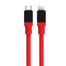 Synchronizační a nabíjecí kabel TACTICAL Fat Man - USB-C / Lightning - silný - silikonový - 1m - červený