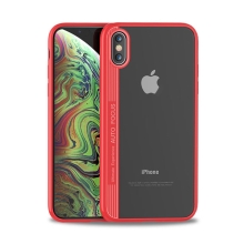 Kryt IPAKY pro Apple iPhone Xs Max - plastový / gumový - průhledný / červený
