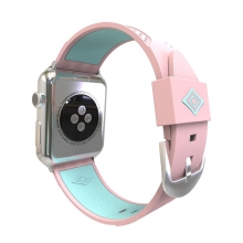 Řemínek pro Apple Watch 41mm / 40mm / 38mm - silikonový - růžový / zelený pruh