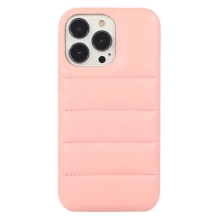 Kryt pro Apple iPhone 15 Pro - měkké prošívání - umělá kůže - růžový