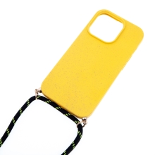 Kryt pro Apple iPhone 14 Pro - slaměné kousky - se šňůrkou - gumový - žlutý