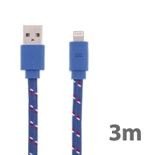 Synchronizační a nabíjecí kabel Lightning pro Apple iPhone / iPad / iPod - tkanička - plochý fialový - 3m