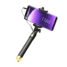 Selfie tyč teleskopická - kabelová spoušť - 3,5mm jack - černá / zlatá