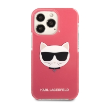 Kryt KARL LAGERFELD pro Apple iPhone 13 Pro - hlava Choupette - plastový / gumový - růžový