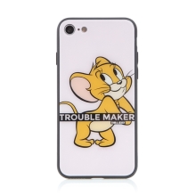 Kryt Tom a Jerry pro Apple iPhone 7 / 8 / SE (2020) / SE (2022) - výtržník Jerry - skleněný - růžový