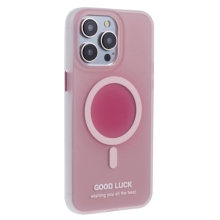 Kryt pro Apple iPhone 14 Pro - podpora MagSafe - GOOD LUCK - průsvitný - růžový