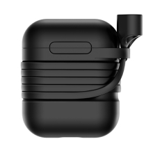 Pouzdro / obal + šňůrka BASEUS pro Apple AirPods - silikonové - černé