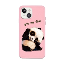 Kryt pro Apple iPhone 13 - roztomilá panda - gumový - růžový