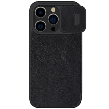 Pouzdro NILLKIN QIN pro Apple iPhone 15 Pro - krytka fotoaparátu - umělá kůže - černé