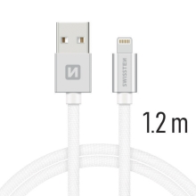 Synchronizační a nabíjecí kabel SWISSTEN - MFi Lightning pro Apple zařízení - tkanička - stříbrný - 1,2m