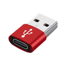 Redukcia / adaptér USB-C samica / USB-A samec - oválny - červený