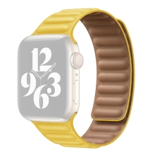 Řemínek pro Apple Watch Ultra 49mm / 45mm / 44mm / 42mm - magnetický - kožený - žlutý