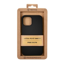 Kryt TACTICAL Velvet Smoothie pro Apple iPhone 12 / 12 Pro - příjemný na dotek - silikonový - asfaltově černý