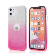 Kryt FORCELL Shining pre Apple iPhone 11 - výrez na logo - plast / guma - strieborný / ružový