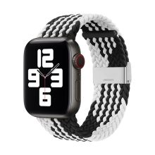 Řemínek pro Apple Watch Ultra 49mm / 45mm / 44mm / 42mm - pletený - nylonový - černý / bílý