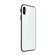 Kryt SULADA pro Apple iPhone Xr - kov / sklo - bílý