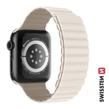 Řemínek SWISSTEN Magnetic pro Apple Watch 41mm / 40mm / 38mm silikonový - bílý / kávový