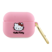 Pouzdro HELLO KITTY pro Apple AirPods Pro - hlava Hello Kitty - silikonové - růžové