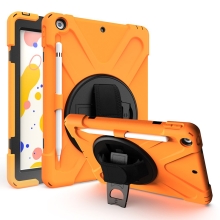 Kryt / obal pro Apple iPad 10,2" (2019-2021) - outdoor - odolný - s páskem na ruku - stojánek - oranžový