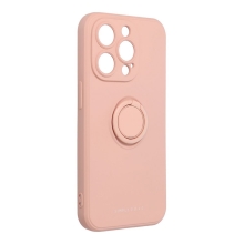Kryt ROAR Amber pro Apple iPhone 14 Pro - příjemný na dotek - stojánek - gumový - růžový