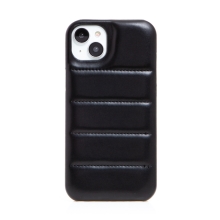 Kryt pre Apple iPhone 15 Plus - mäkké prešívanie - umelá koža - čierny