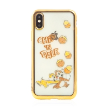 Kryt Disney pro Apple iPhone X / Xs - Chip a Dale - gumový - průhledný - zlatý