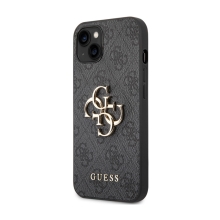 Kryt GUESS 4G Metal pre Apple iPhone 14 - umelá koža - sivý