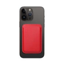 Puzdro na kreditnú kartu s MagSafe pripojením pre Apple iPhone - Umelá koža - Červené