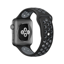 Řemínek pro Apple Watch 40mm Series 4 / 38mm 1 2 3 - silikonový - černý / šedý - (S/M)