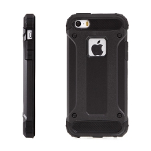 Kryt pro Apple iPhone 5 / 5S / SE - plasto-gumový / antiprachové záslepky - černý
