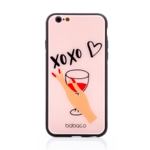 Kryt BABACO pro Apple iPhone 6 / 6S - XOXO sklenička s vínem - skleněný