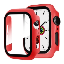 Tvrdené sklo + rámik pre Apple Watch 44 mm Series 4 / 5 / 6 / SE - červené