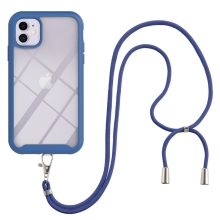 Kryt pro Apple iPhone 11 - odolný - šňůrka - plastový / gumový - modrý
