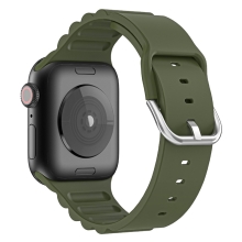 Řemínek pro Apple Watch 41mm / 40mm / 38mm - s pruhy - silikonový - khaki zelený