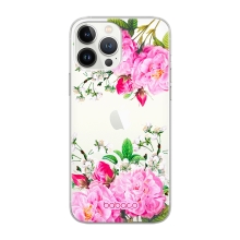 Kryt BABACO pro Apple iPhone 13 Pro - gumový - květiny - průhledný